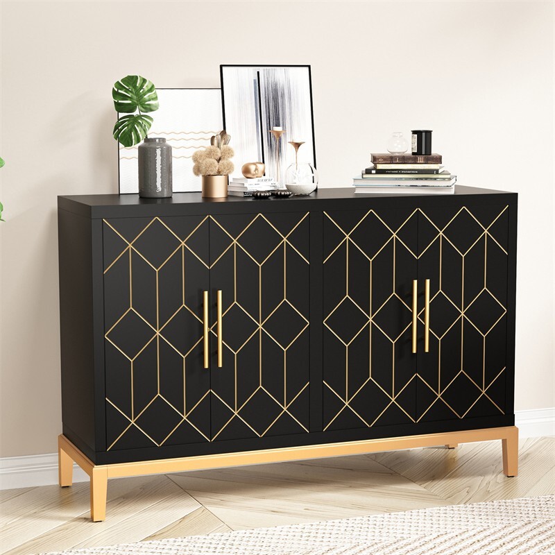 Sideboard Buffet Storage Cabinet w/ Large Storage Space and Adjustable Shelf US