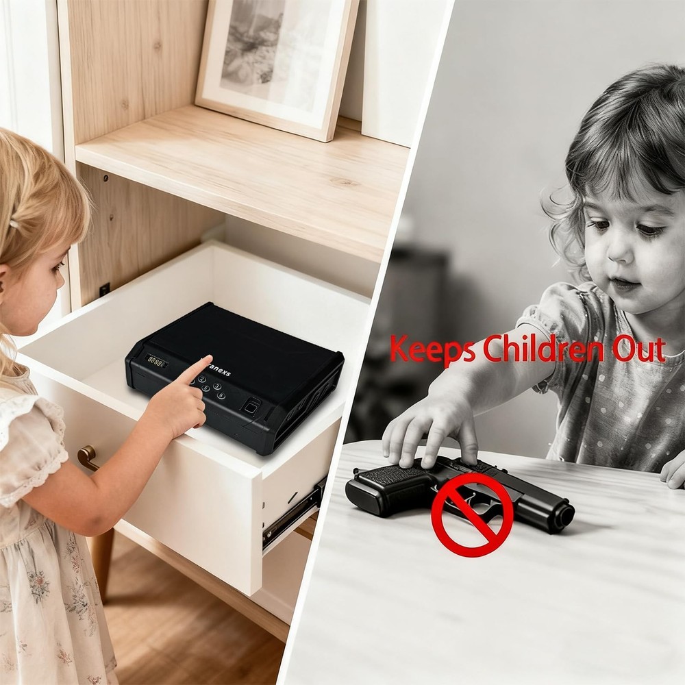 gun safe，with 3 Quick-Access Fingerprint，Passcode，Key.with