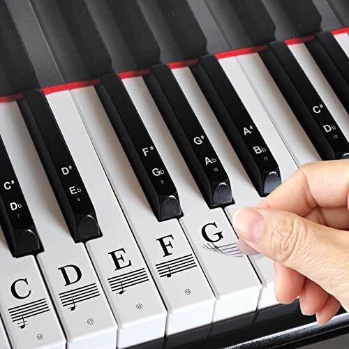 Piano Stickers Keyboard Key Note: Removable Piano Keyboard Note Black White