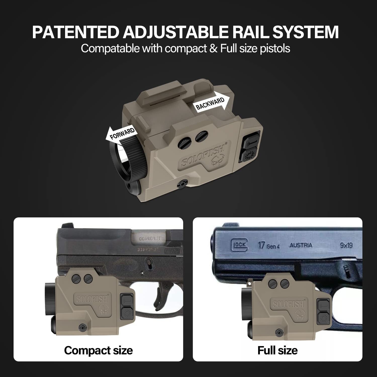 SOLOFISH 650 Lumen Flashlight & Green Laser Sight Pistol Magnetic Rechargeable