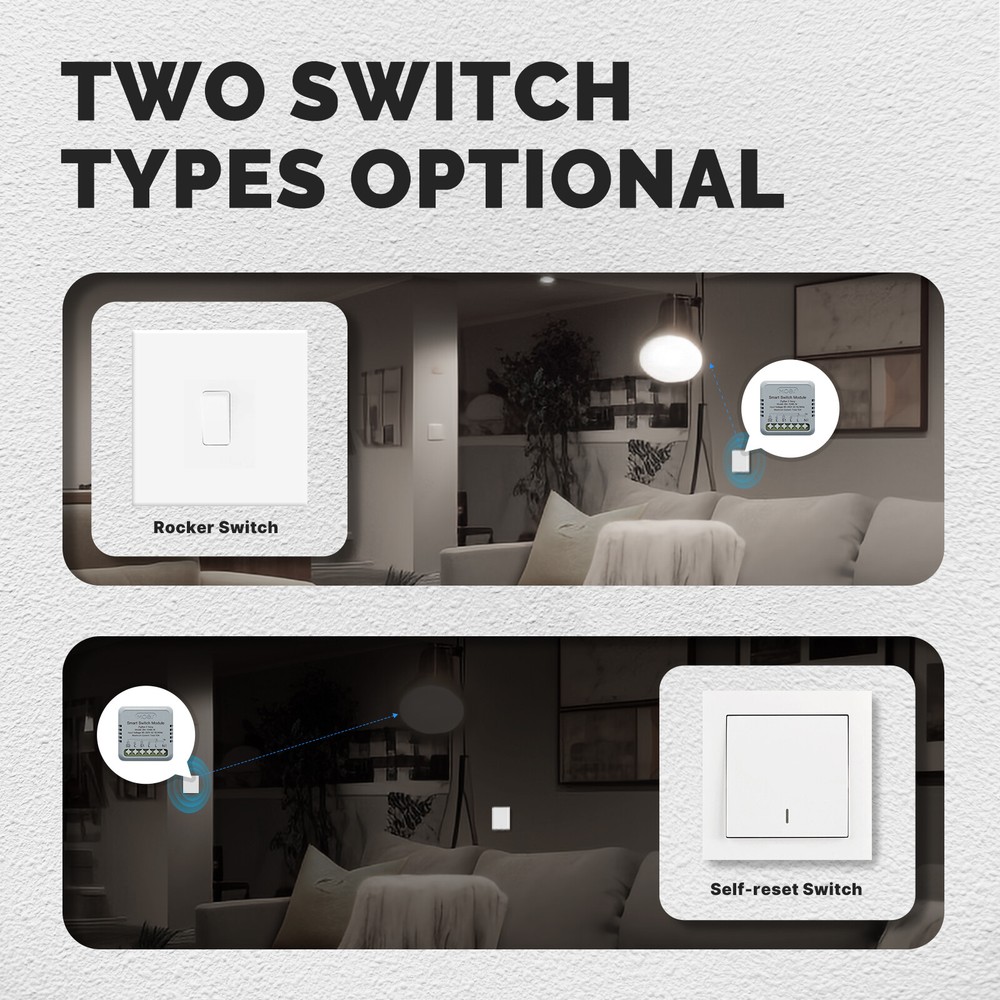 MOES 1/2Gang ZigBee Smart Mini Light Switch Module 3-Way Alexa Google APP Remote