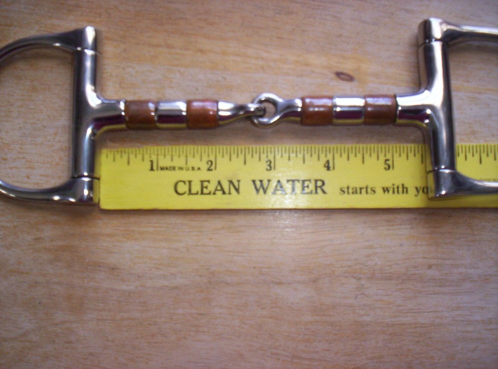 Used Coronet SS Dee Ring Snaffle Bit 5 1/2" Mouth w/ Copper & SS Rollers