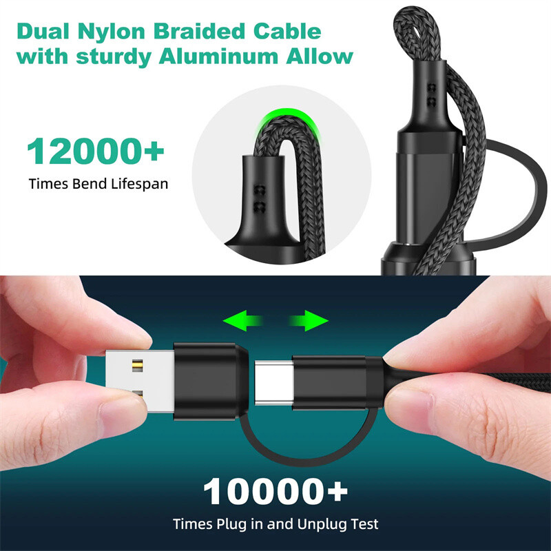 Multi Charging Cable 3 in 1 Multiple USB Fast Charger For iPhone Type C Micro
