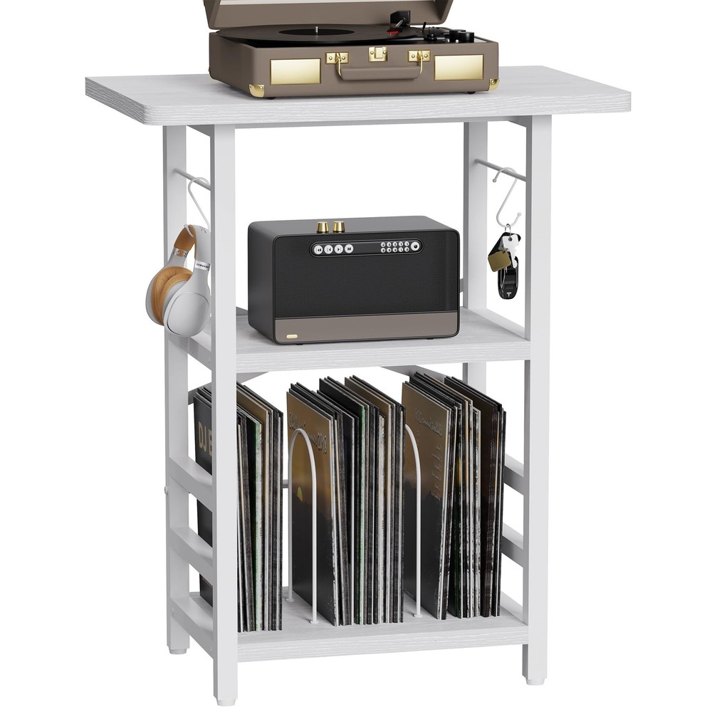 YAKANJ Record Player Stand with Extended Desktop,Large Record Player Table wi...