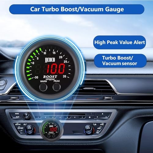 Universal Kit Includes Electronic Pressure Sensor Red Turbo Boost/Vacuum Gauge