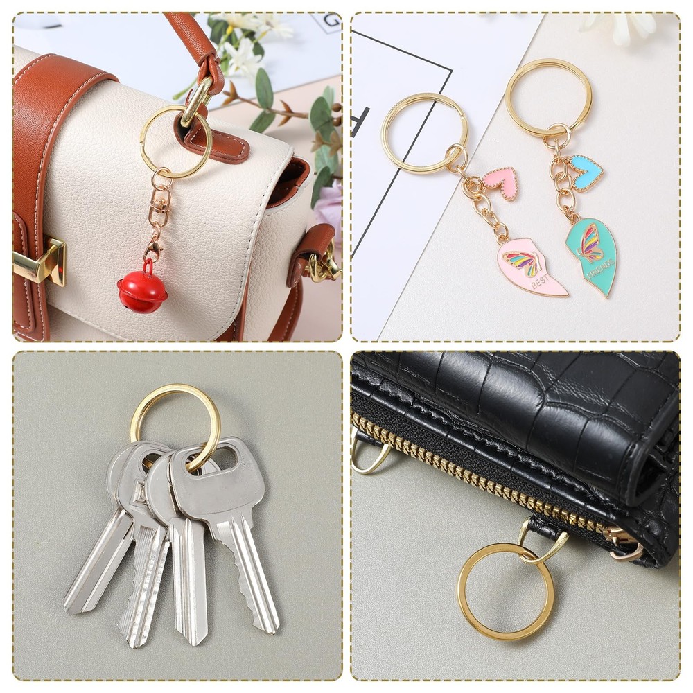 15/20/25/30/32/35mm Solid Brass Flat Keyring Split Key Rings Hoop Loop Keychain