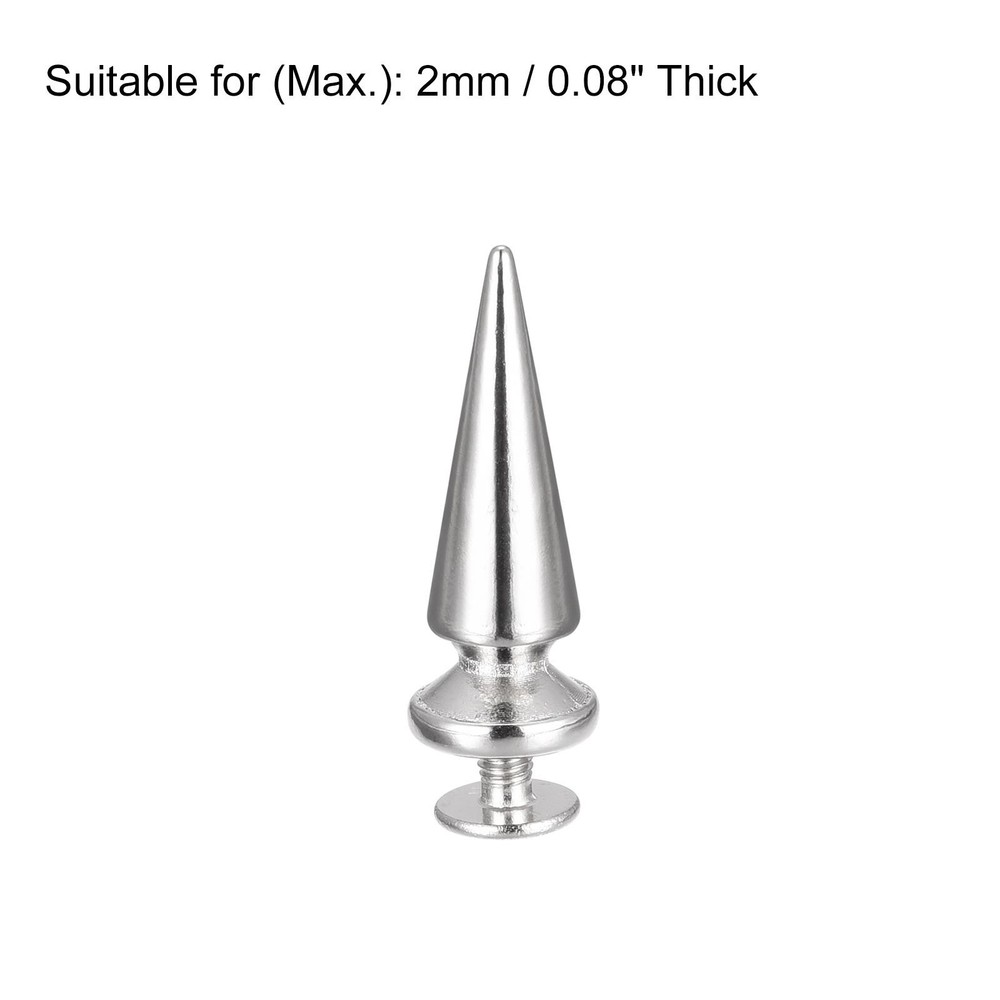 10x26mm Screw Back Rivets, 20 Set Solid Leather Studs Silver Tone