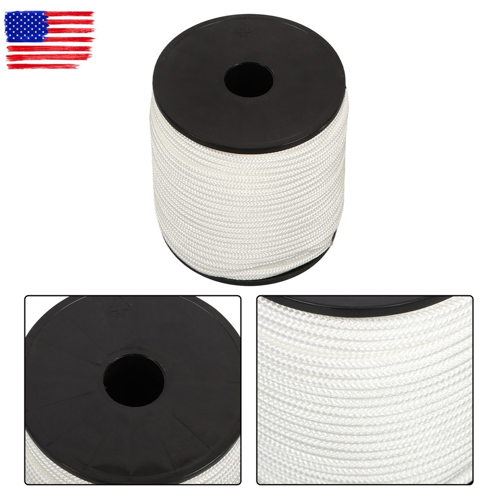 1/4 Inch × 250ft White Nylon Solid Braid Rope High UV & Abrasion Resistance