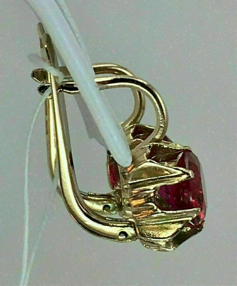 4Ct Lab Created Red Ruby Solitaire Drop & Dangle Earrings 14k Yellow Gold Plated