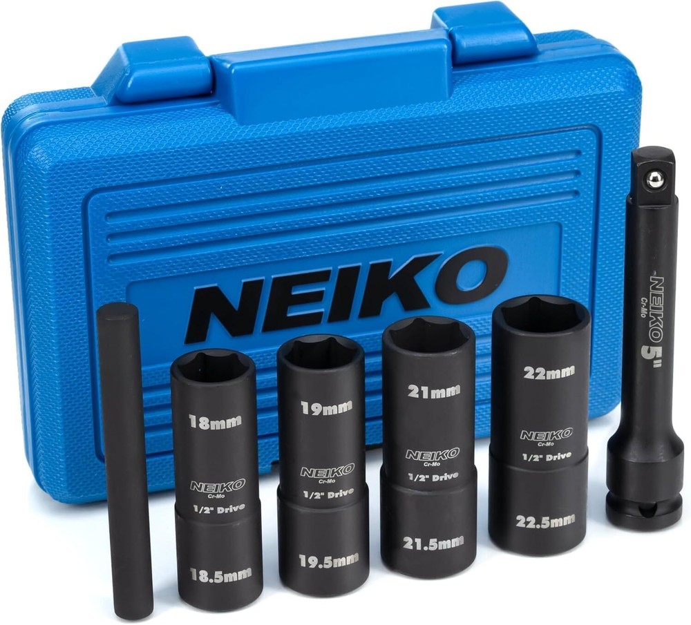 NEIKO 02290B Lug Nut Socket Set 1/2” Impact Thin Wall Flip Socket Set Half