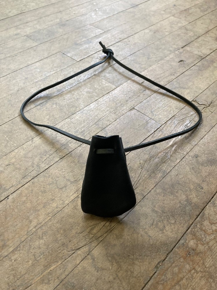 Leather Works Ltd. Leather Drawstring Necklace Pouch (601-BLK)