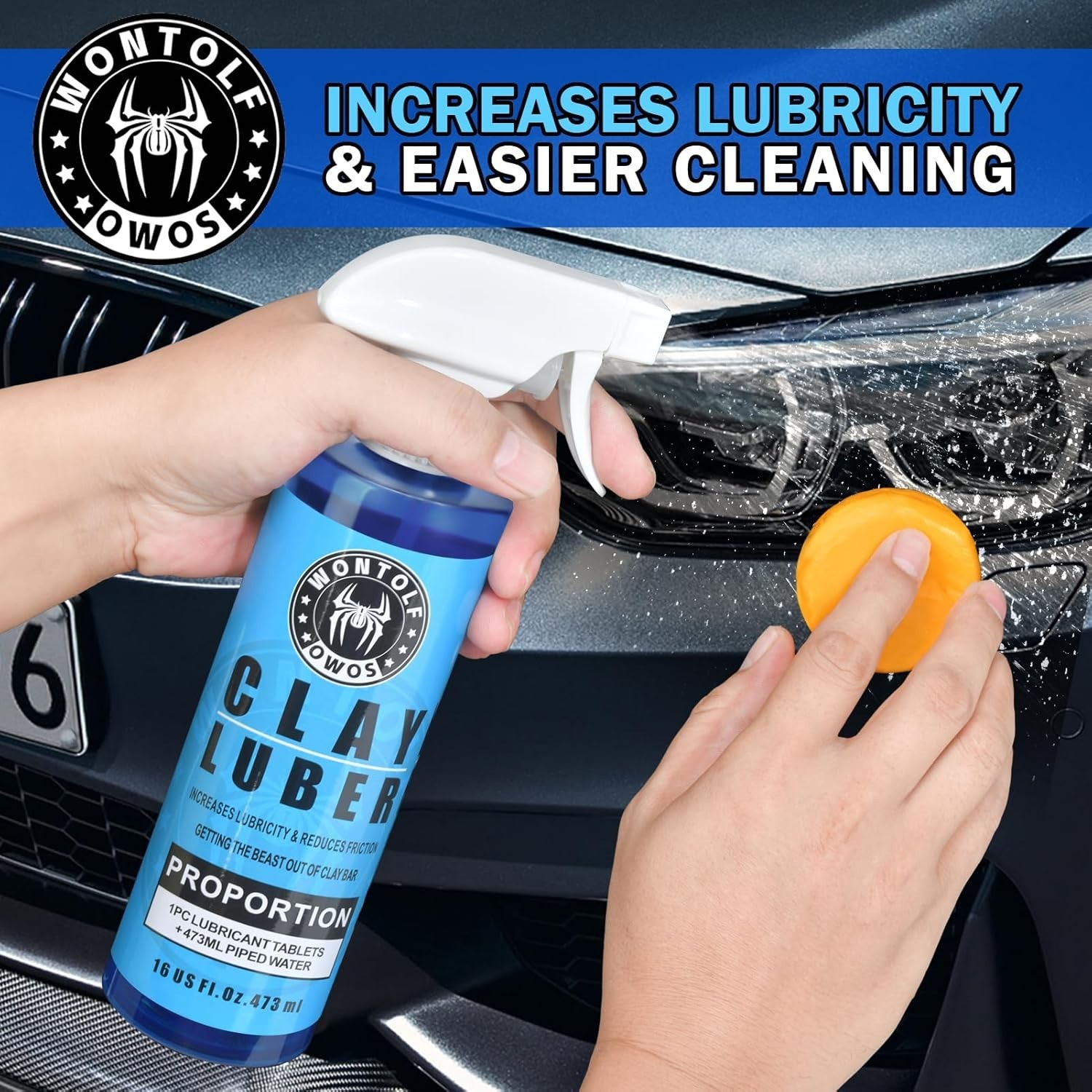 Car Clay Bars Auto Detailing and Clay Luber Synthetic Lubricant Kit, 4 Clay Bars