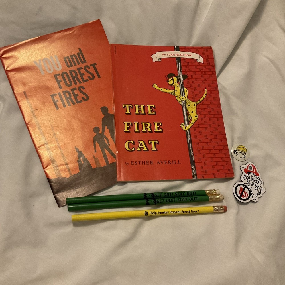 Fire Safety/Firefighter Bundle books pencils magnet clip-on button
