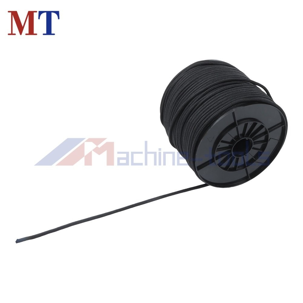 1/4"×500' Black Nylon Rope Spool 100% Nylon Solid Braid Rope Industrial Grade