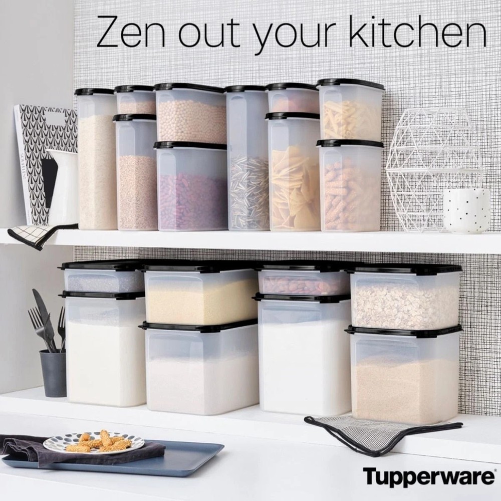 NEW!! Tupperware Modular Mates CLEAR Rectangular #2 Container W/Black Seal #1609