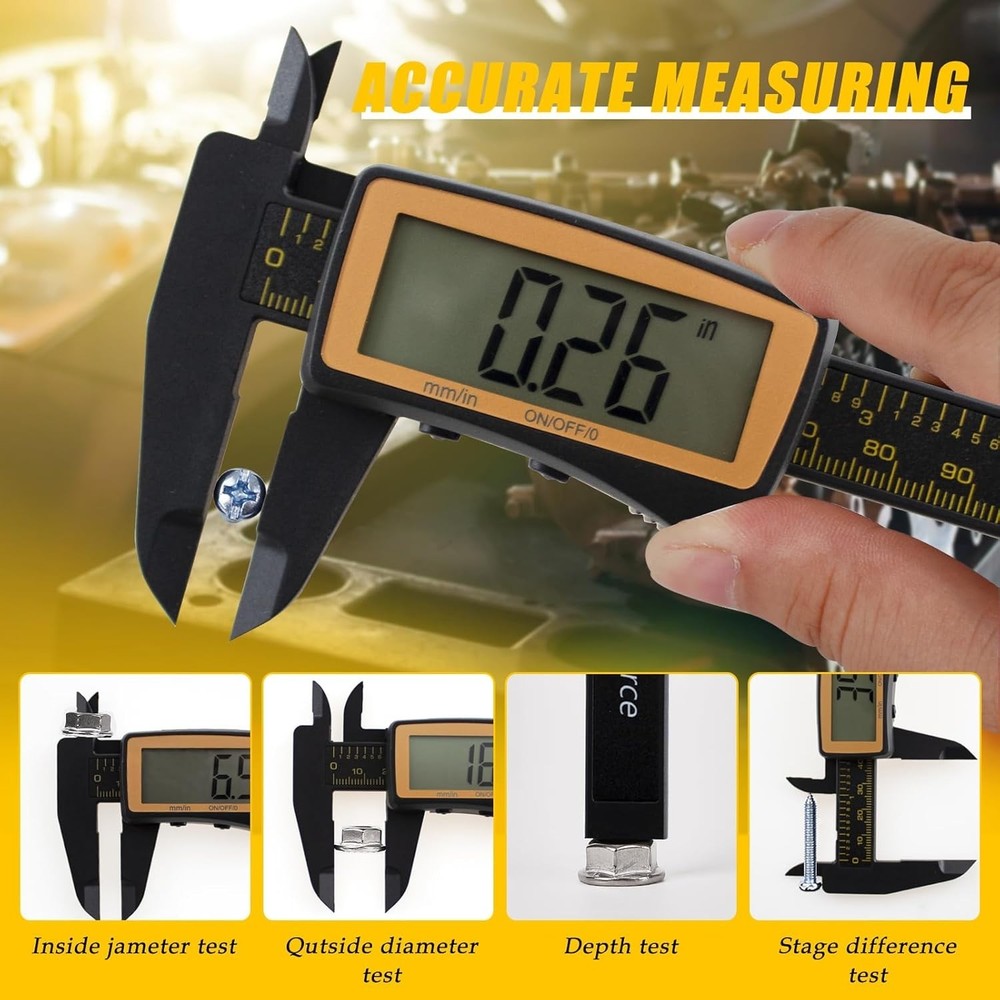 Precision Digital Caliper with Inch/Metric Conversion & Easy Read Large Display