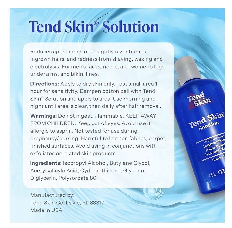 Tend Skin Razor Bump & Ingrown Hair Solution Post Shave & Wax 4oz. Made In USA ✅