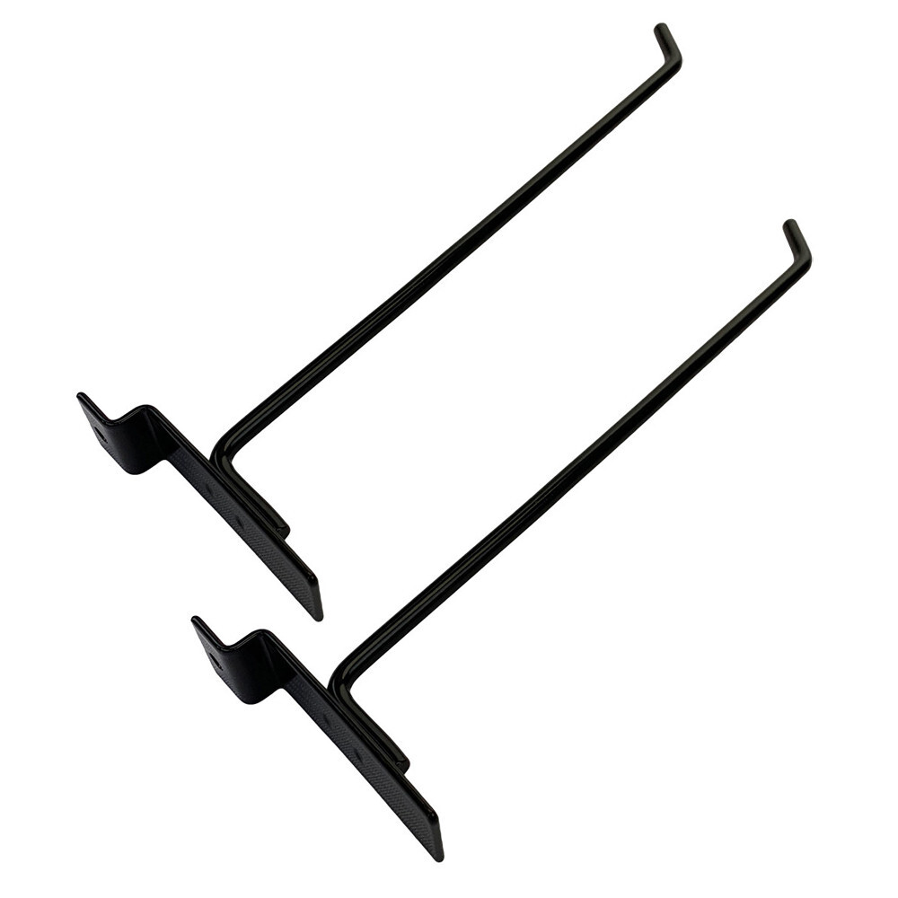 10" Slatwall Hook Panel Display Hooks, 1/4" Thickness Metal, Black - PACK 12