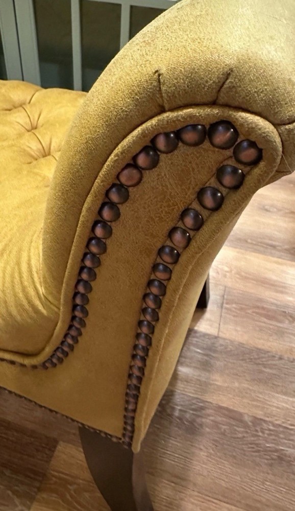 Uttermost Henning Mustard Yellow Tufted Bench