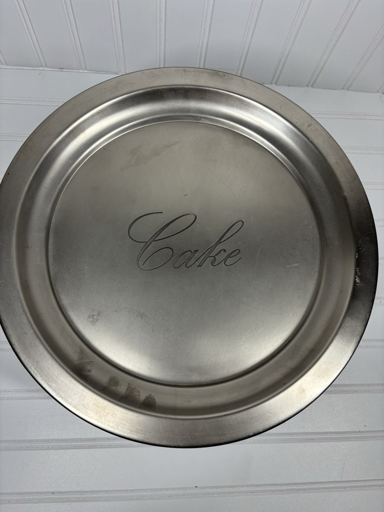 Pottery Barn Sentiment Cake Pedestal Stand Silver/pewter