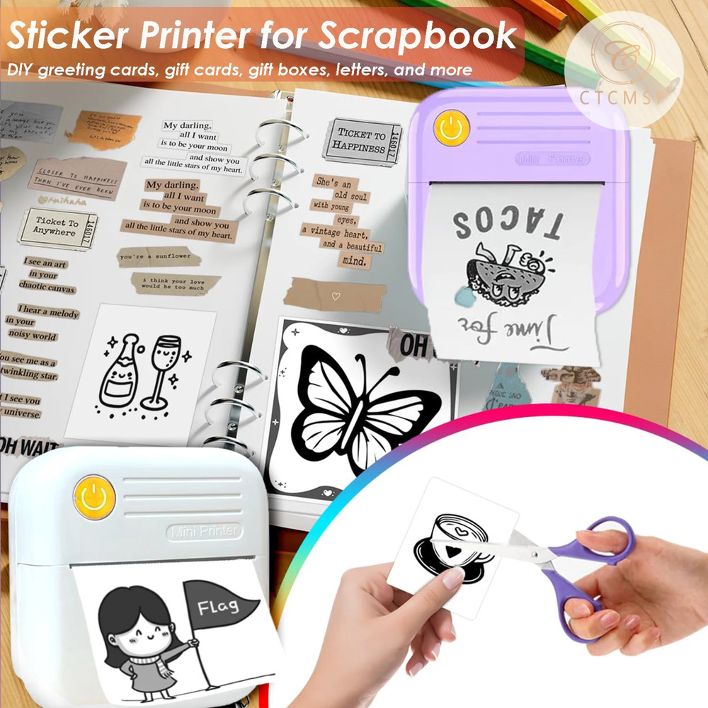 Sticker Printer Label Maker Bluetooth Gift Creative DIY Notes Pictures Journal