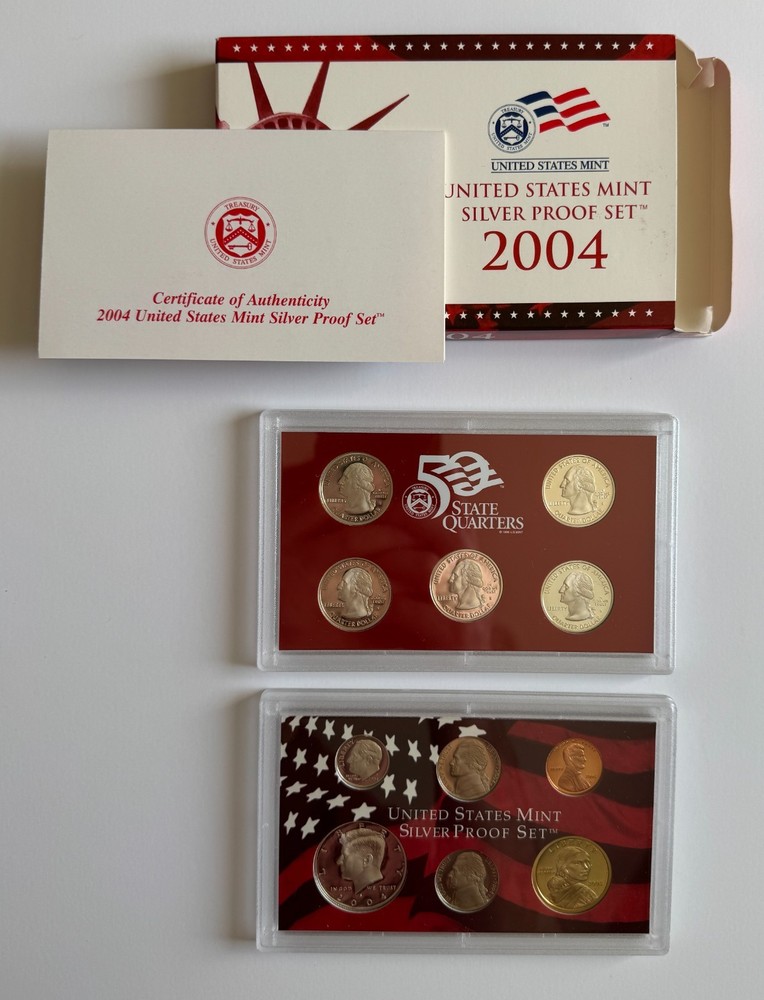 US Mint Silver Proof Set Complete Run 2002-2008 (7 Sets) OGP COA 90% Silver