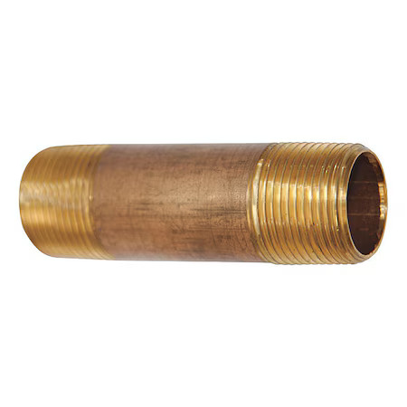 1-1/2" Mnpt X 3-1/2" Tbe Red Brass Pipe Nipple Sch 80, 467-035X