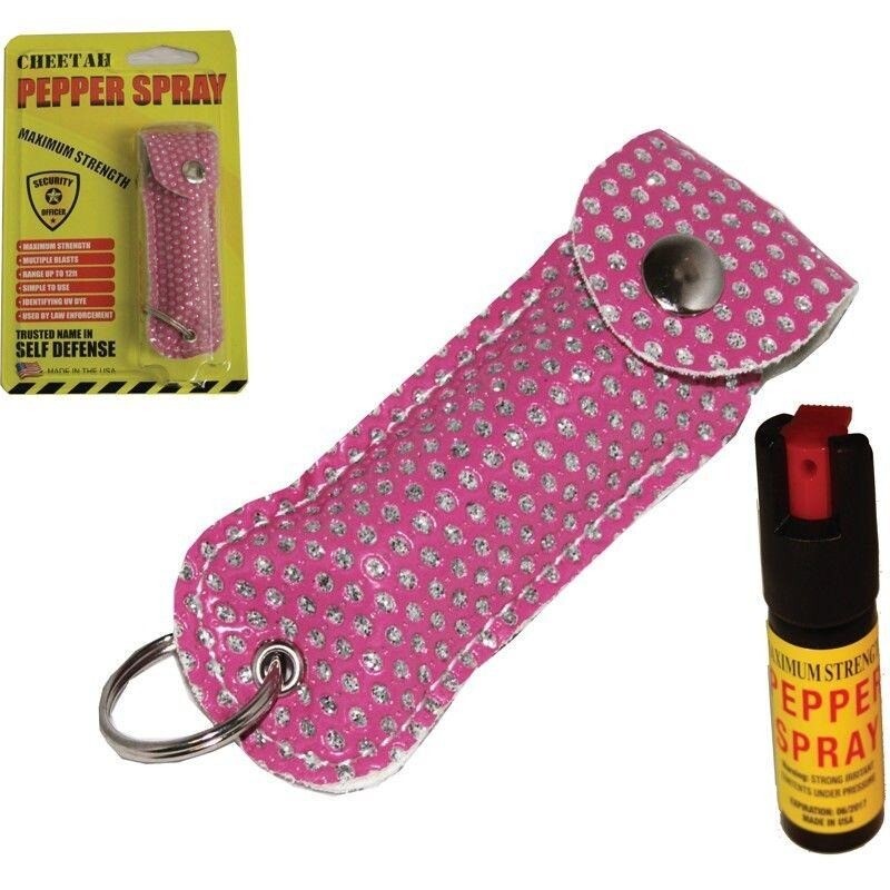 Pink Bling PEPPER SPRAY Maximum Strength + Holster Case Self Defense Security