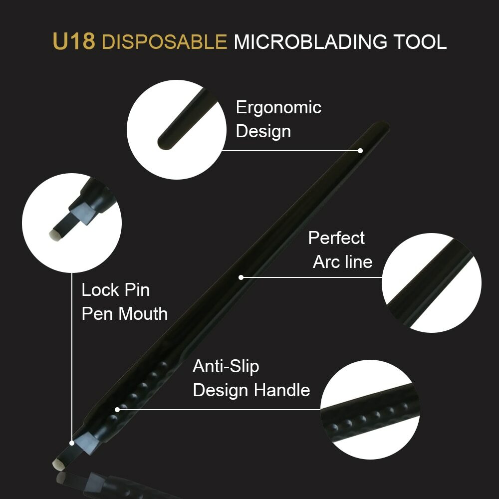 18 U Shape Microblading Disposable Pens Permanent Makeup Tattoo Eyebrow Needles