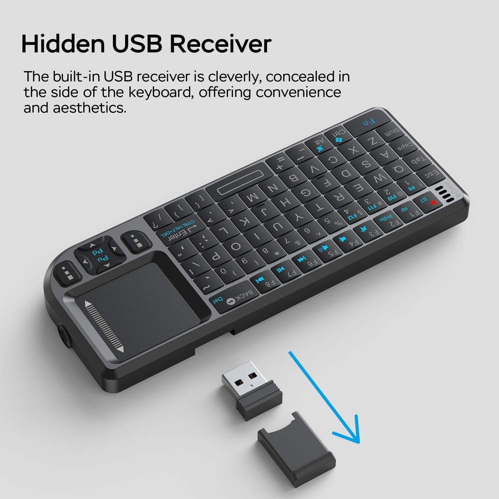 Mini Keyboard with Touchpad, Mini Bluetooth Keyboard, 2.4G Ultra-Thin Handhel...