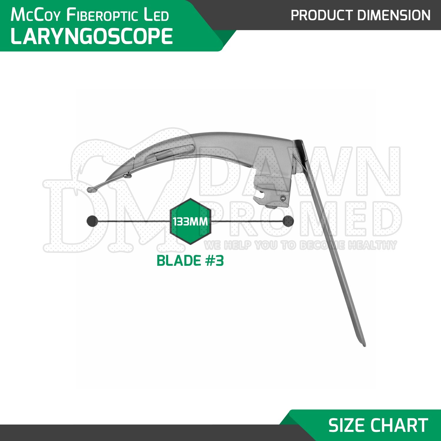 Mccoy Flexi-Tip Fiber Optic Led Laryngoscope Blade #3 German Grade