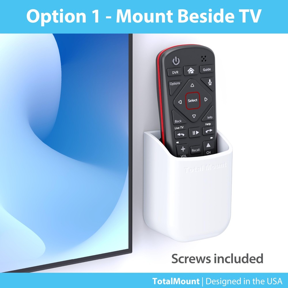 TotalMount Universal Remote Control Holder – Attaches Medium, Premium White