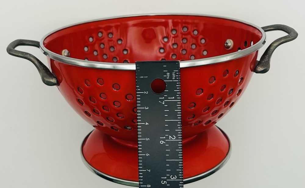 Vintage Red Enamel Colander