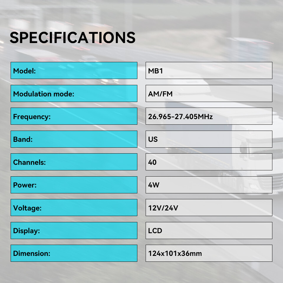 Retevis MB1 CB Radio Dual-Mode AM/FM,12V/24,4 W,40Channel +MR500 CB Antenna