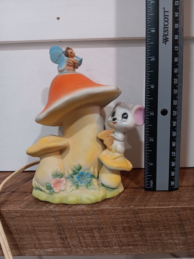 Vintage Lefton Mouse Mushroom Butterfly Ceramic Nightlight Light MCM