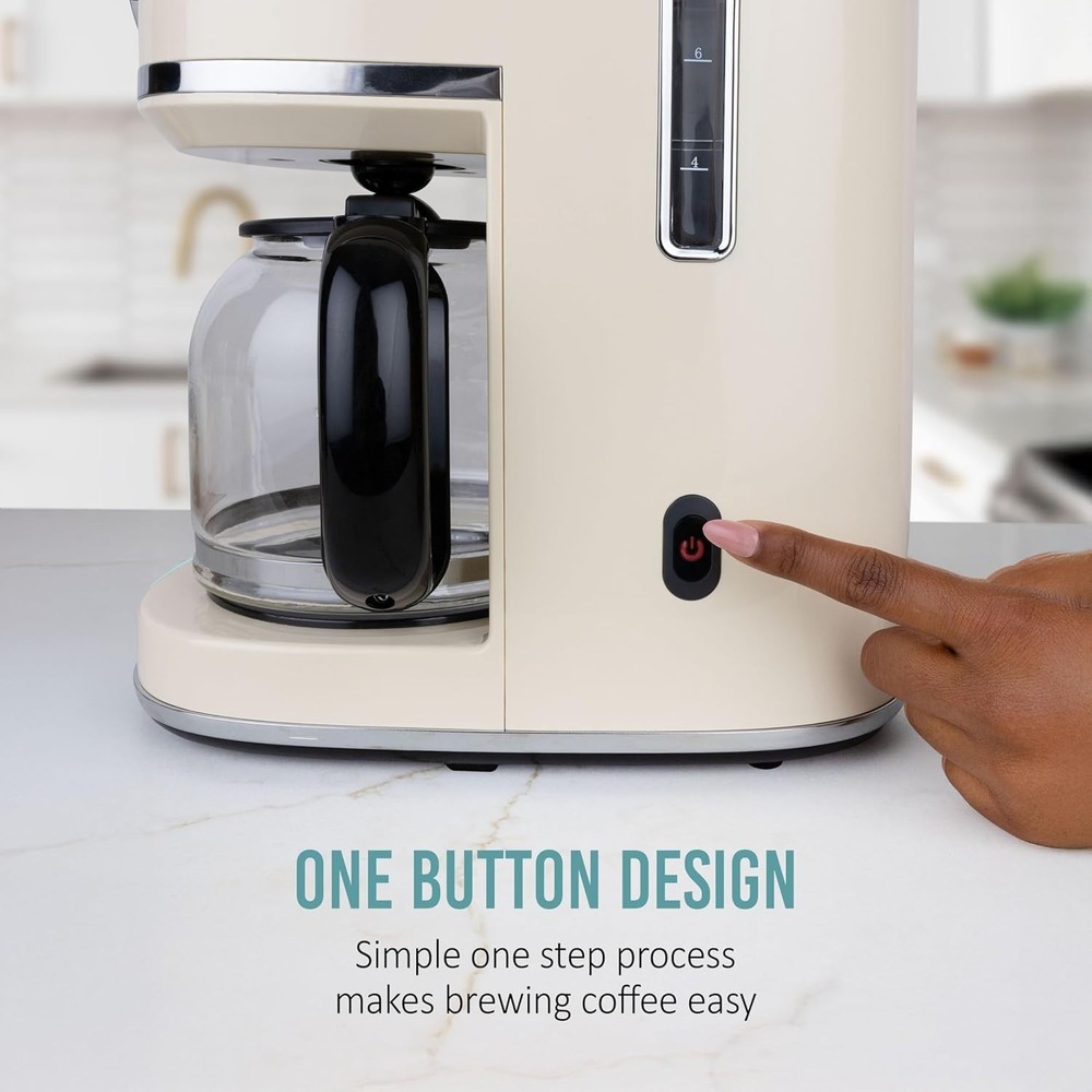 Classic Retro 10 Cup Coffee Maker - One-Touch Drip Brew, Reusable Filter - An...
