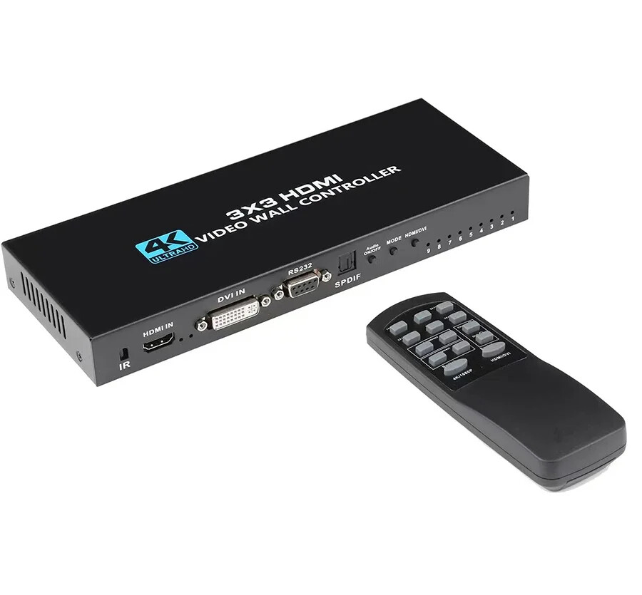 4K 3X3 Video Wall Controller DVI HDMI TV Video Wall Splicer Multi Screen Splicer