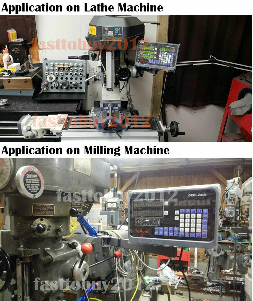 2 Axis Digital Readout DRO &2 TTL Linear Glass Scale Encoder for milling CNC