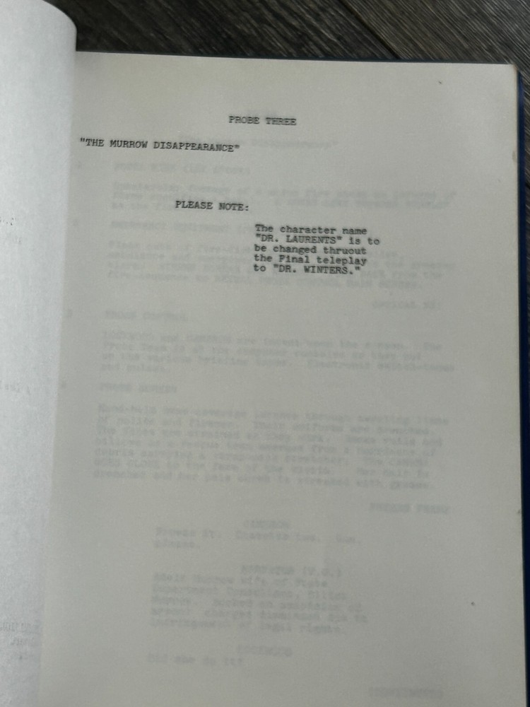 PROBE TV Show Script The Murrow Disappearance Final Draft 1972 Leslie Stevens