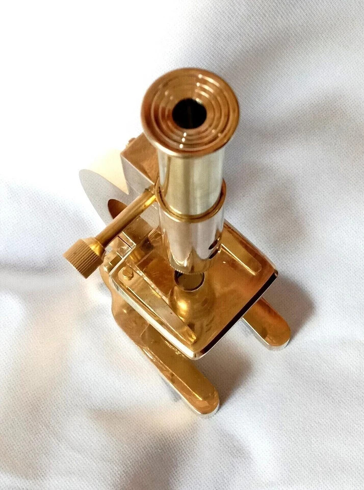 Antique Brass Heavy Microscope 9 Inches Students Brass Microscope Gift Items