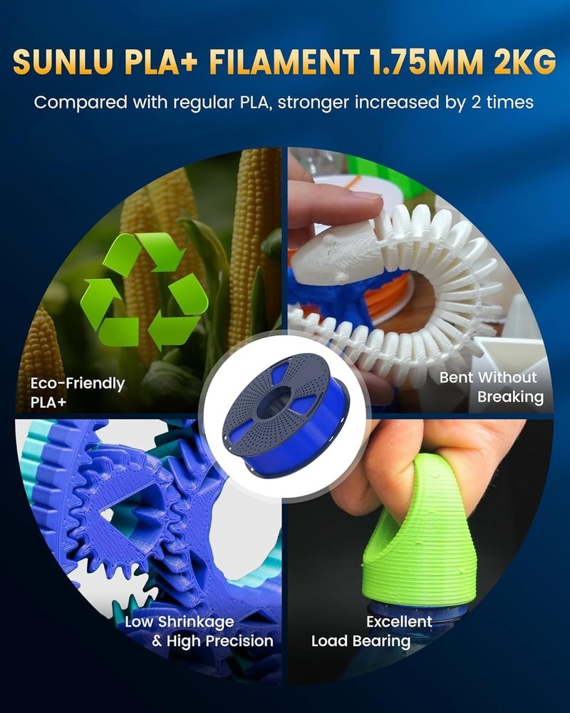 SUNLU PLA+ Filament 1.75mm 8 Pack 2kg Bundle