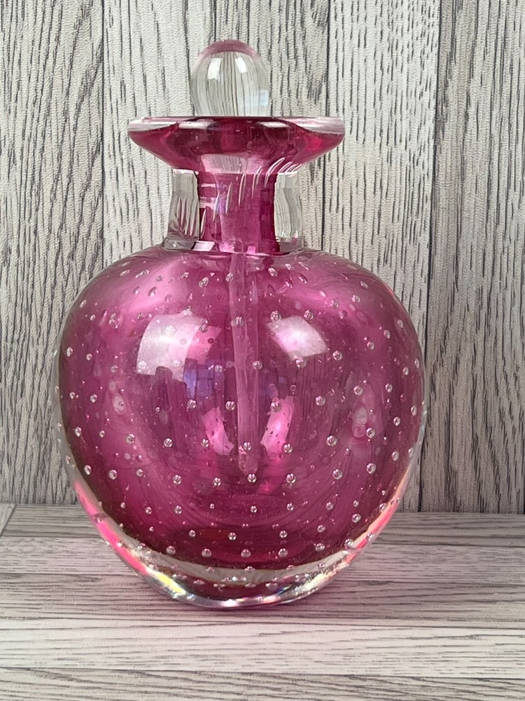 Perfume Bottle - Pink Bubble Effect - Heavy Glass - Dressing Table - Bathroom