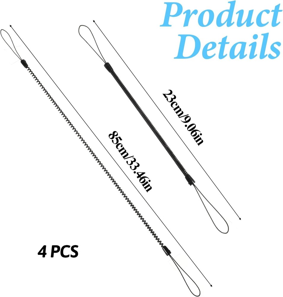 4Pcs Pen Leash, Stylus Tether, Plastic Elastic Tether Lanyard for Black