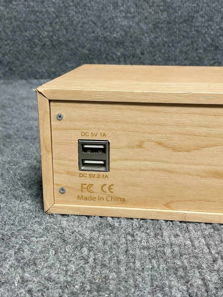 Brown Wooden Bluetooth LED Alarm Clock Speaker Multi-Function Features