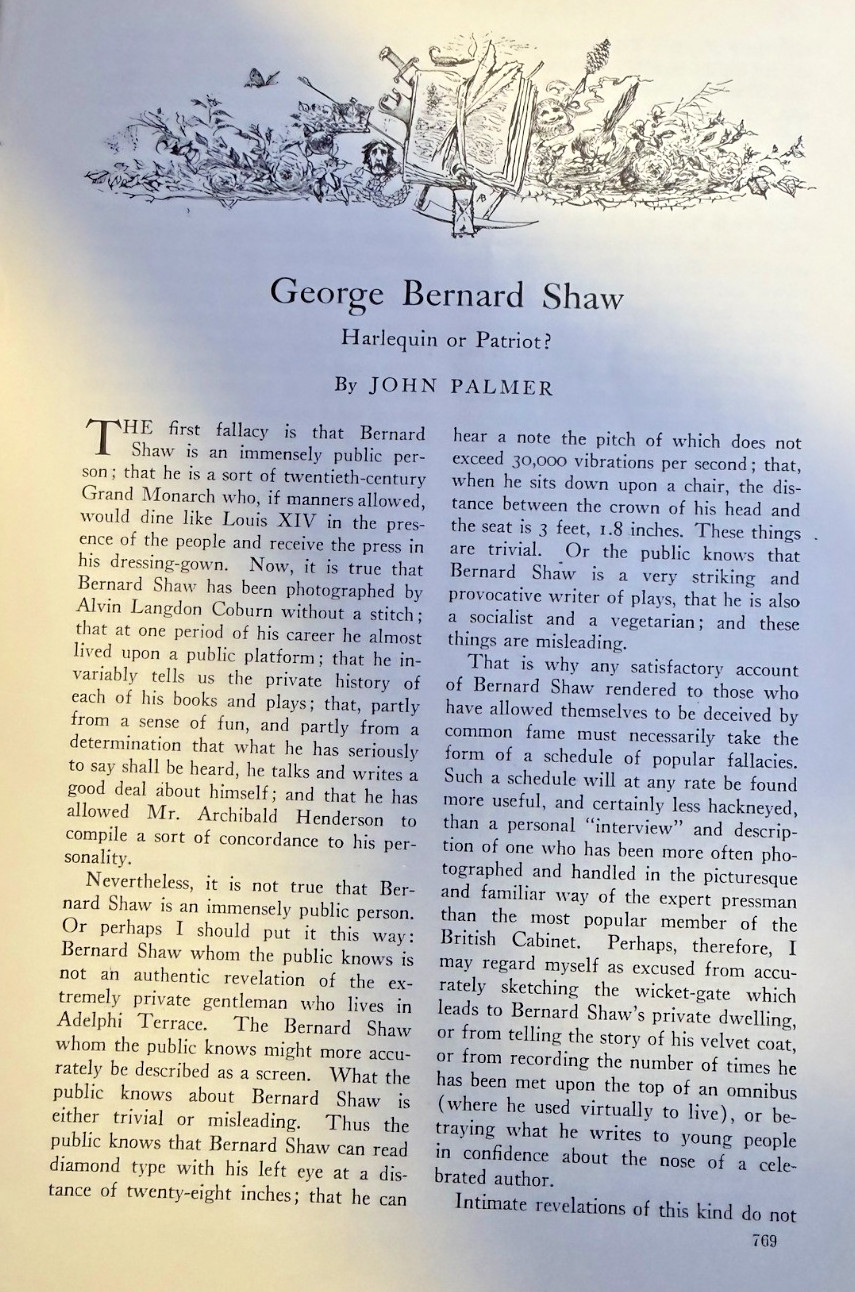 1914 Playwright George Bernard Shaw