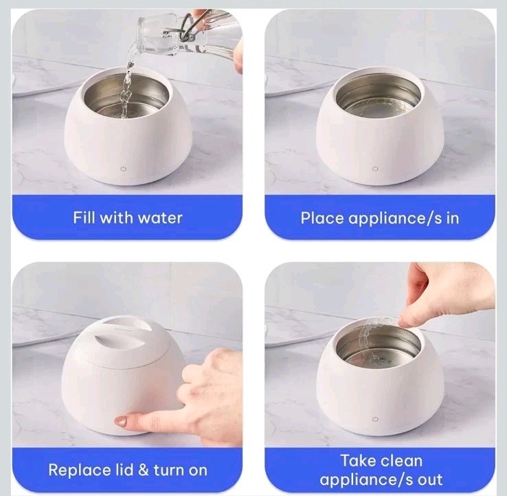 Zima Dental Pod Ultrasonic Cleaner Aligners Guards Dentures Artic White Open Box