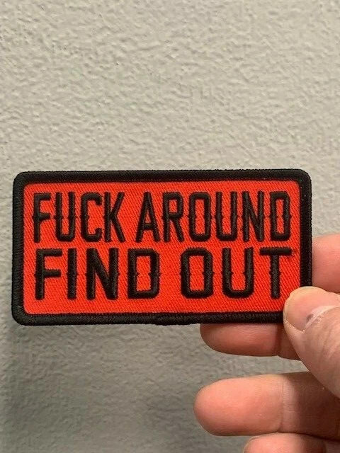FAFO Bikers PATCH, Backing / Sew-On Embroidered PATCH - 4" x 2" RED BLACK