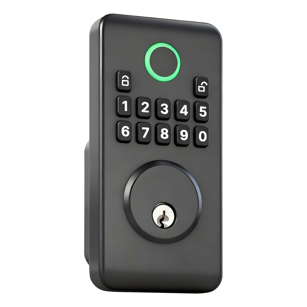 Matte Black Keyless Deadbolt: 100 Codes, Auto Lock, Backlit Keypad, IP55
