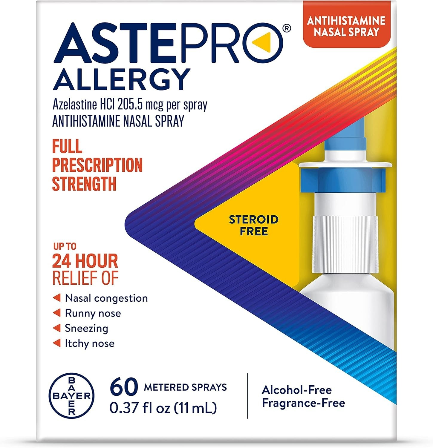 ASTEPRO ALLERGY Nasal Spray 60 Sprays 24-hour Antihistamine Steroid Free 09/28