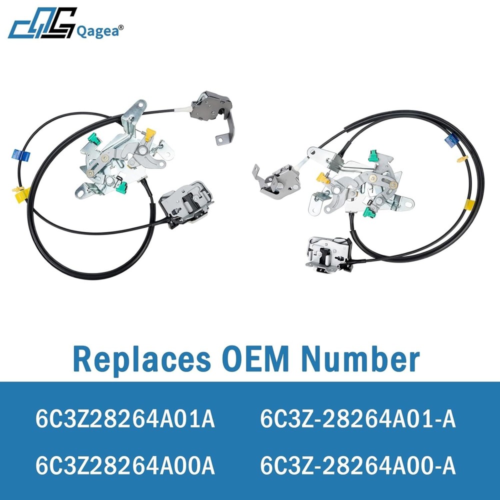 Rear Door Lock Latch & Cable - Left Driver & Right Passenger Side - Replacement